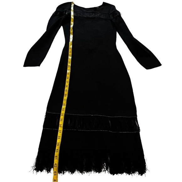 BLACK Sachin & Babi Seraphina Long Sleeve Fringe Knit Black Dress Gown S - Picture 13 of 16